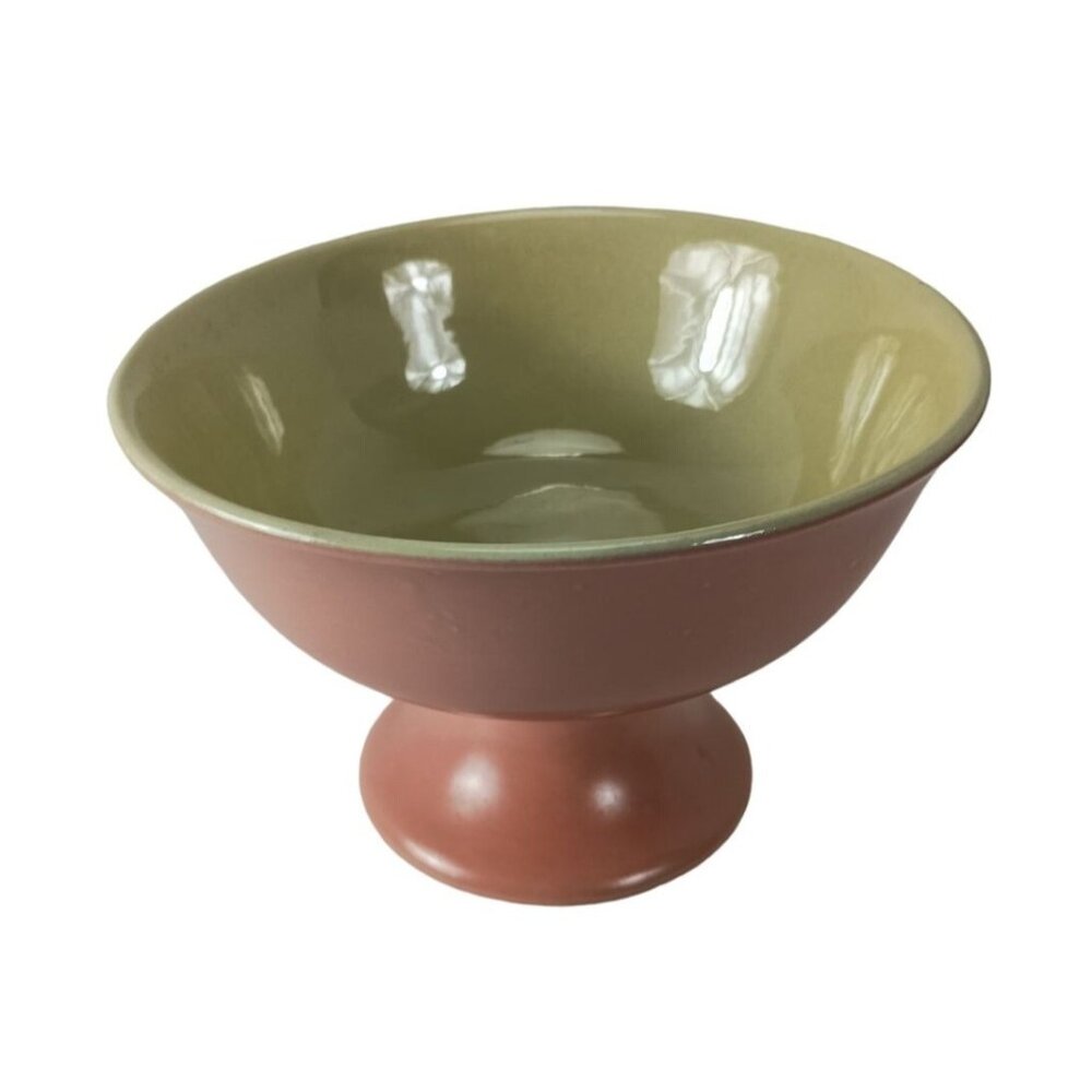 Red Wing Pottery Mid Century Modern Pink Pedestal Bowl Vintage